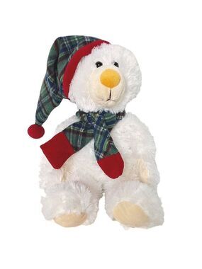 Goffa International Teddy Bear Plaid Scarf Hat 16.5 Inch